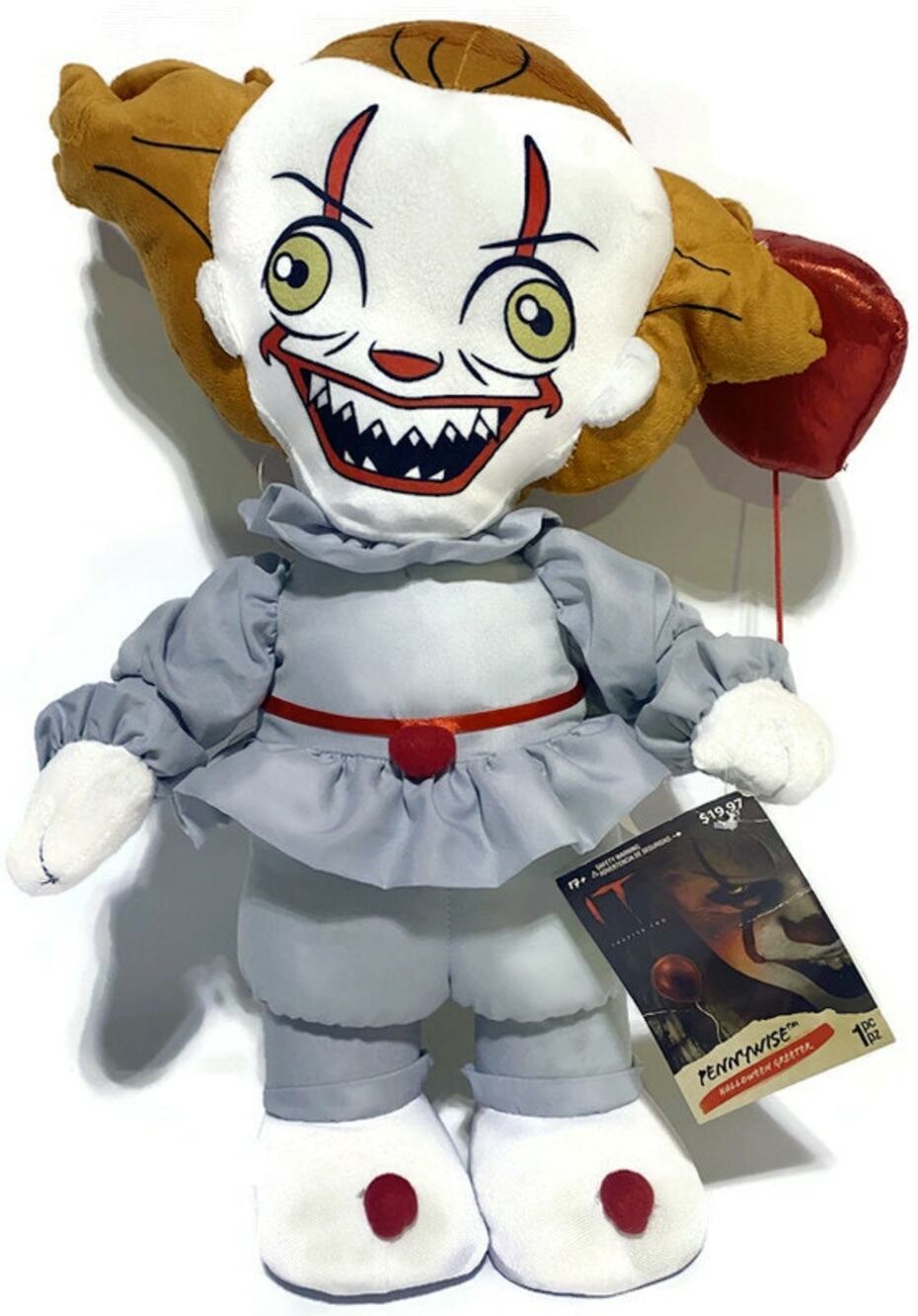 Gemmy Pennywise IT Clown Halloween Plush 20" Tall Gray White Brown Stuffed Toy